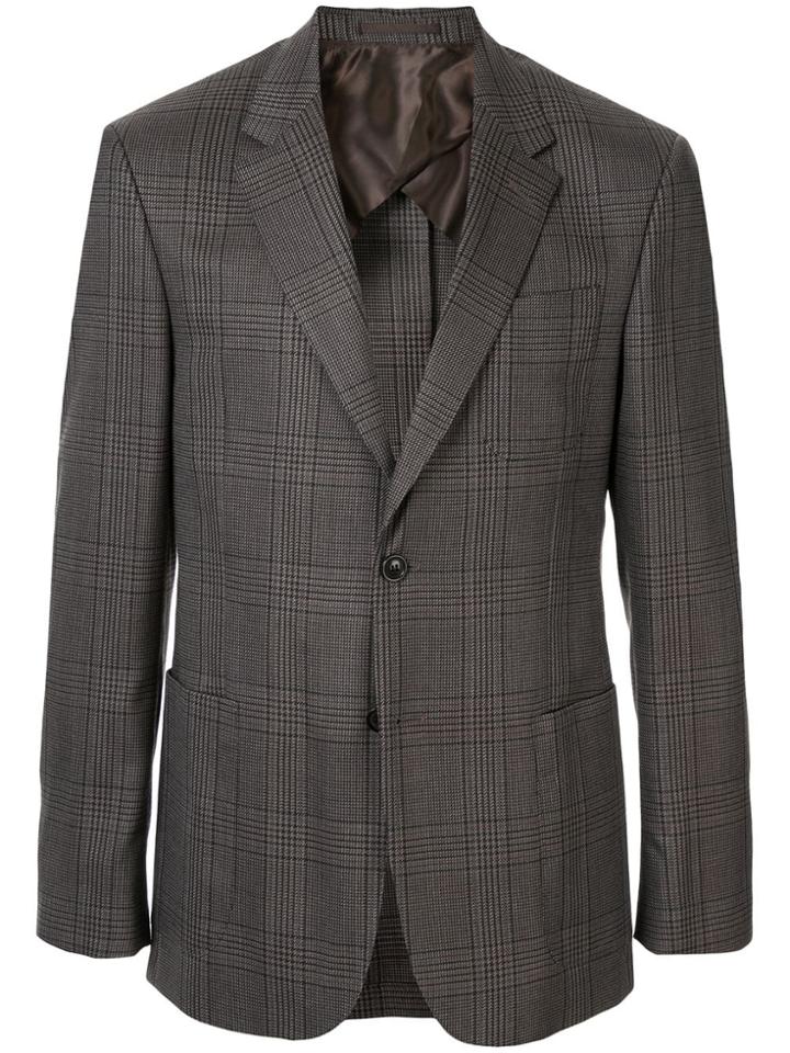 Cerruti 1881 Plaid Print Tailored Blazer - Brown