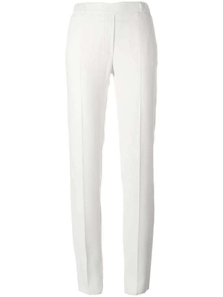 Mm6 Maison Margiela Tapered Regular Trousers, Women's, Size: 40, White, Polyester/viscose