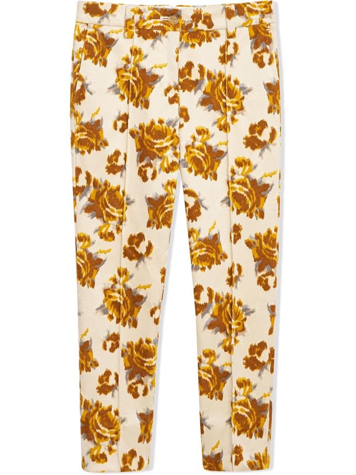 Burberry Kids Teen Floral Velvet Jacquard Trousers - White