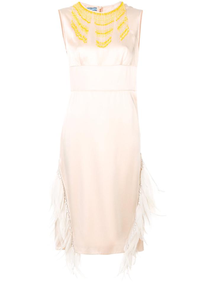 Prada Mid Length Feather Dress - Nude & Neutrals
