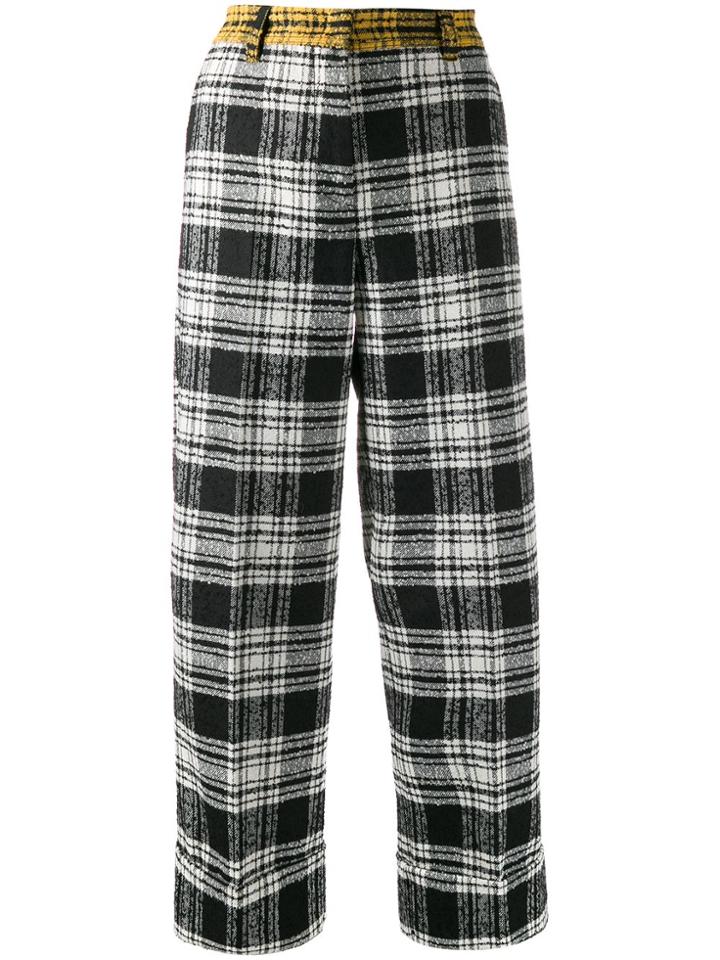 8pm Checked Wide Leg Trousers - Black