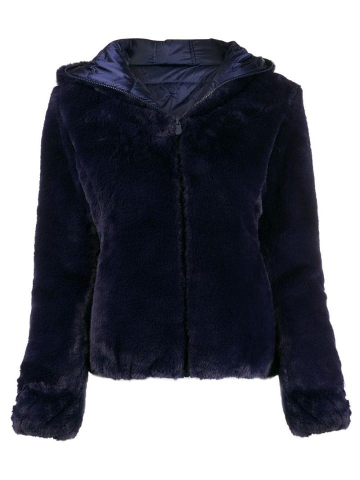Save The Duck Faux Fur Hooded Jacket - Blue
