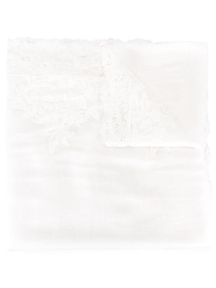 Ermanno Scervino Lace Trim Scarf, White, Cashmere/silk/viscose/polyester