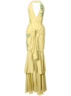 Patbo Sequin Embroidered Plunge Gown - Yellow & Orange