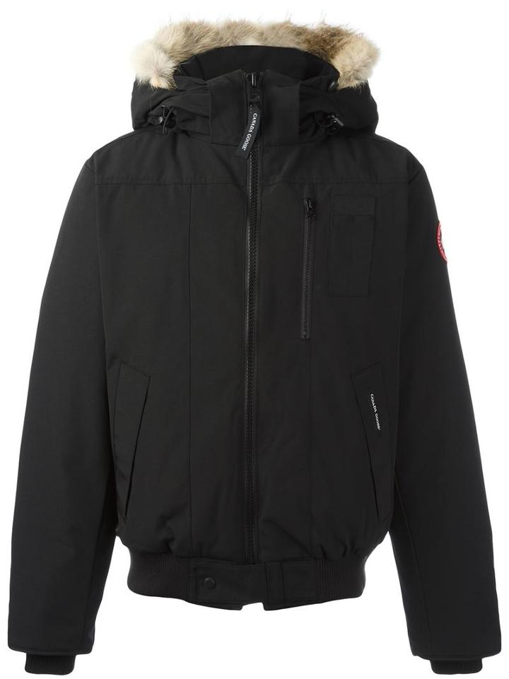 Canada Goose Removable Hood Bomber Jacket, Men's, Size: Small, Black, Cotton/feather Down/nylon/coyote Fur