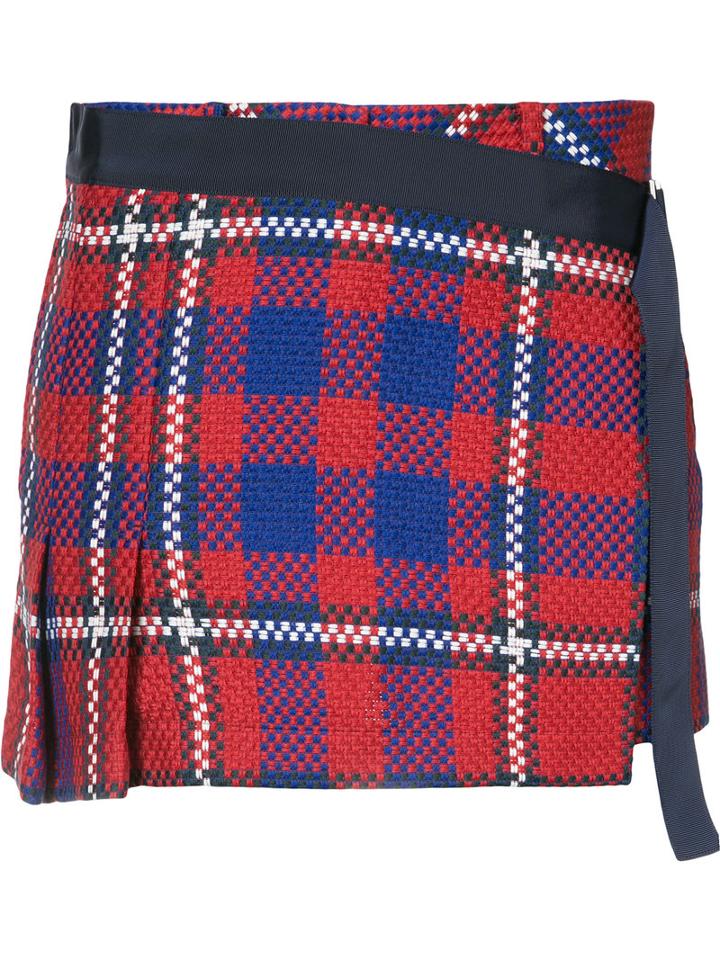 Sacai - Tartan Kilt Skort - Women - Cotton/cupro - 3, Red, Cotton/cupro