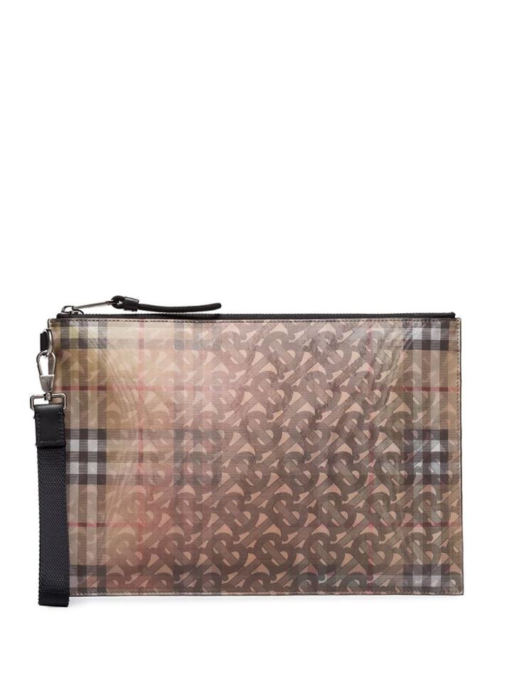 Burberry Monogram-print Holograph-effect Pouch - Neutrals