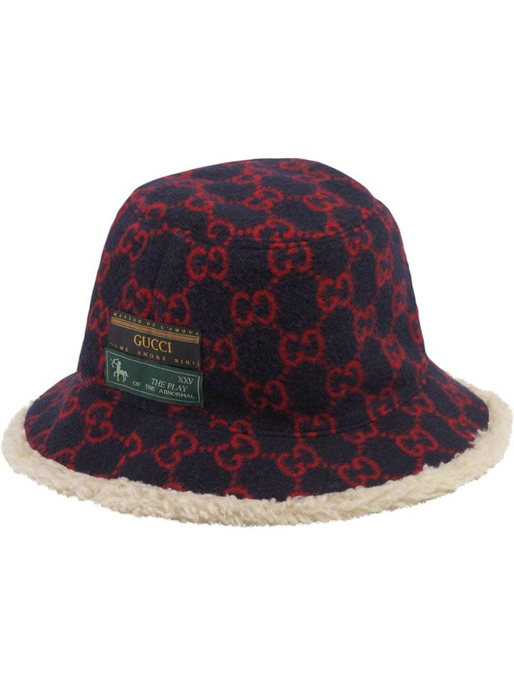 Gucci Monogram Print Bucket Hat - Blue
