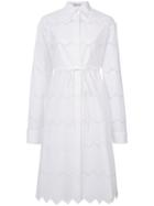Alaïa Chevron Broderie Anglaise Dress, Women's, Size: 38, White, Cotton/polyester