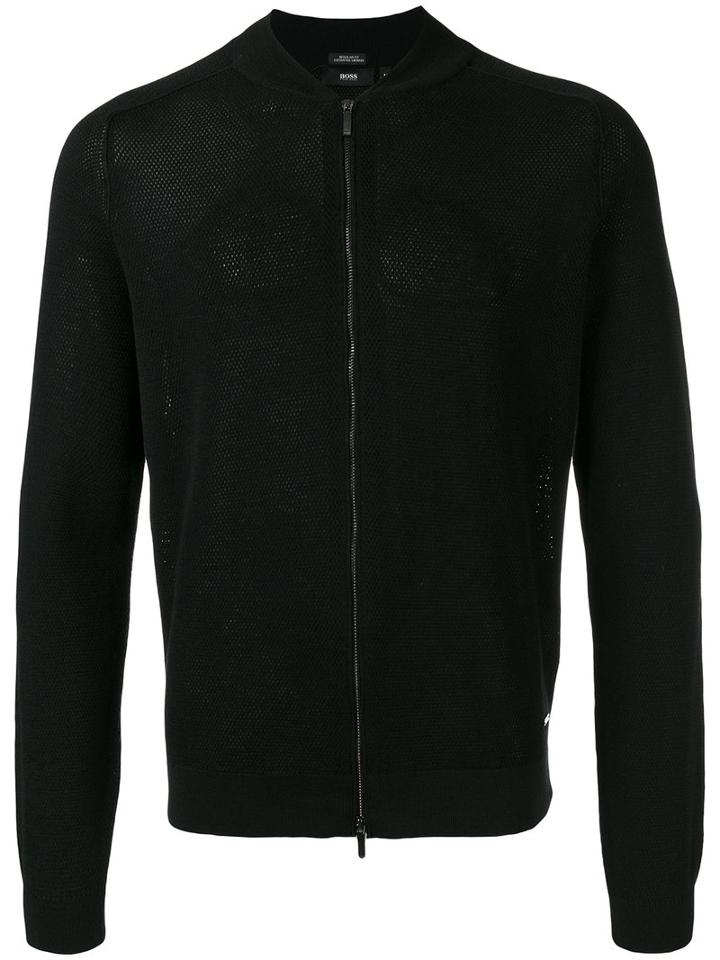 Boss Hugo Boss Zipped Cardigan, Men's, Size: Medium, Black, Virgin Wool