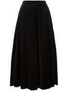 Mm6 Maison Margiela Long Length Pleated Skirt, Women's, Size: 40, Black, Cotton/polyester