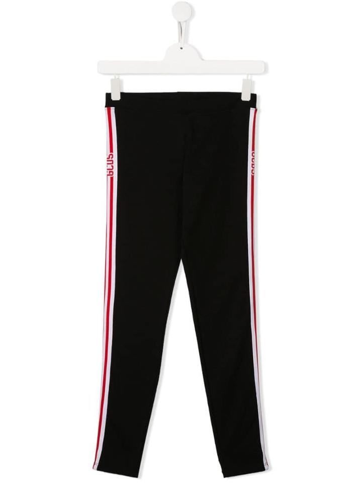 Gcds Kids Teen Logo Side Striped Leggings - Black