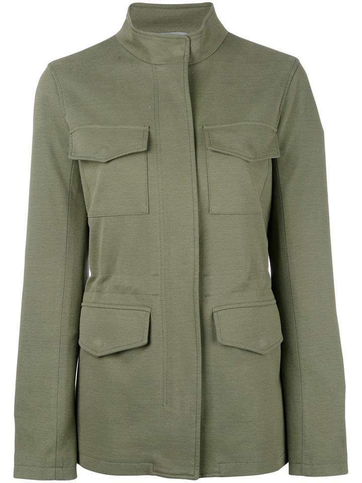 Closed High Neck Zipped Jacket, Women's, Size: Xs, Green, Cotton/viscose