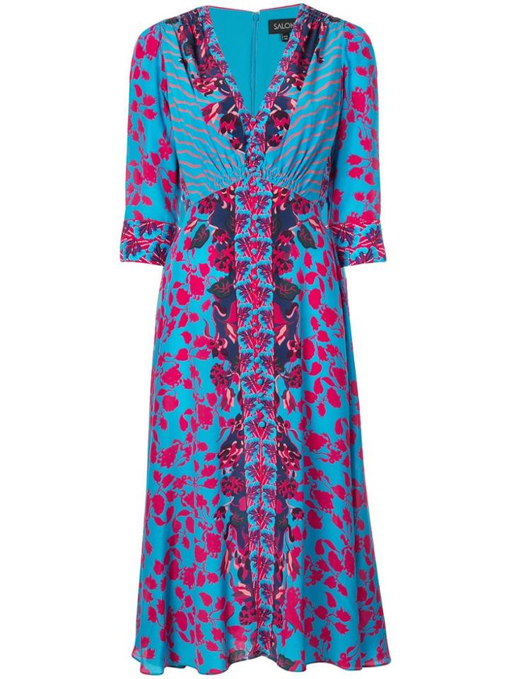 Saloni Multi-print Dress - Blue