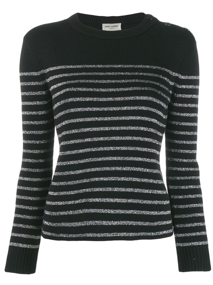 Saint Laurent Metallic Striped Jumper - Black