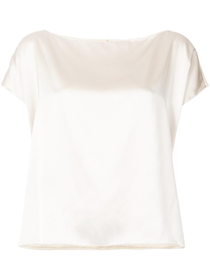 Peter Cohen Slash Neck Blouse - Nude & Neutrals