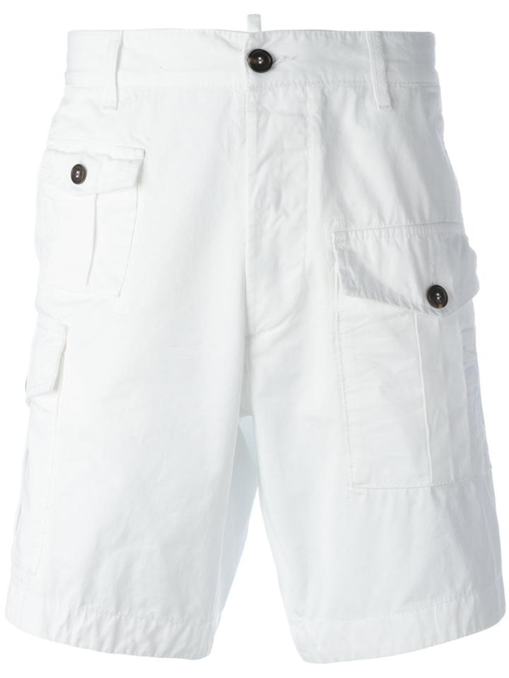 Dsquared2 Classic Cargo Shorts, Men's, Size: 50, White, Cotton