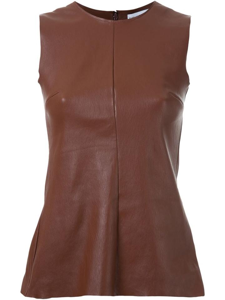 Scanlan Theodore Stretch Leather Tank Top, Women's, Size: 12, Brown, Calf Leather