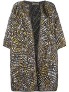Alberta Ferretti Quilted Metallic (grey) Coat, Women's, Size: 42, Acetate/silk/polyamide/polyamide