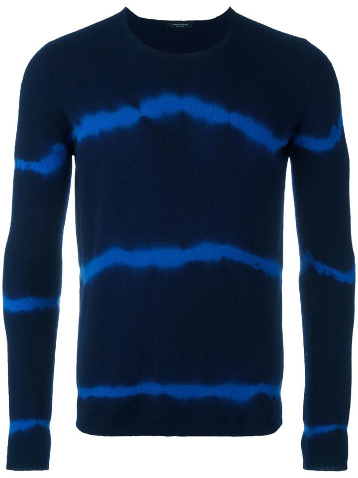 Roberto Collina Tie-dye Jumper, Men's, Size: 46, Blue, Merino