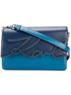 Karl Lagerfeld Signature Glaze Shoulder Bag - Blue