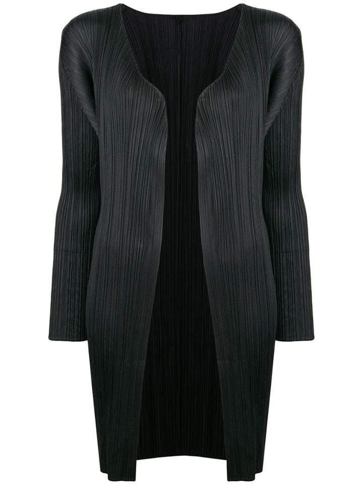 Pleats Please By Issey Miyake Pleated Cardigan Coat - Black