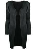 Pleats Please By Issey Miyake Pleated Cardigan Coat - Black