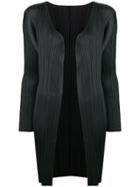 Pleats Please By Issey Miyake Pleated Cardigan Coat - Black