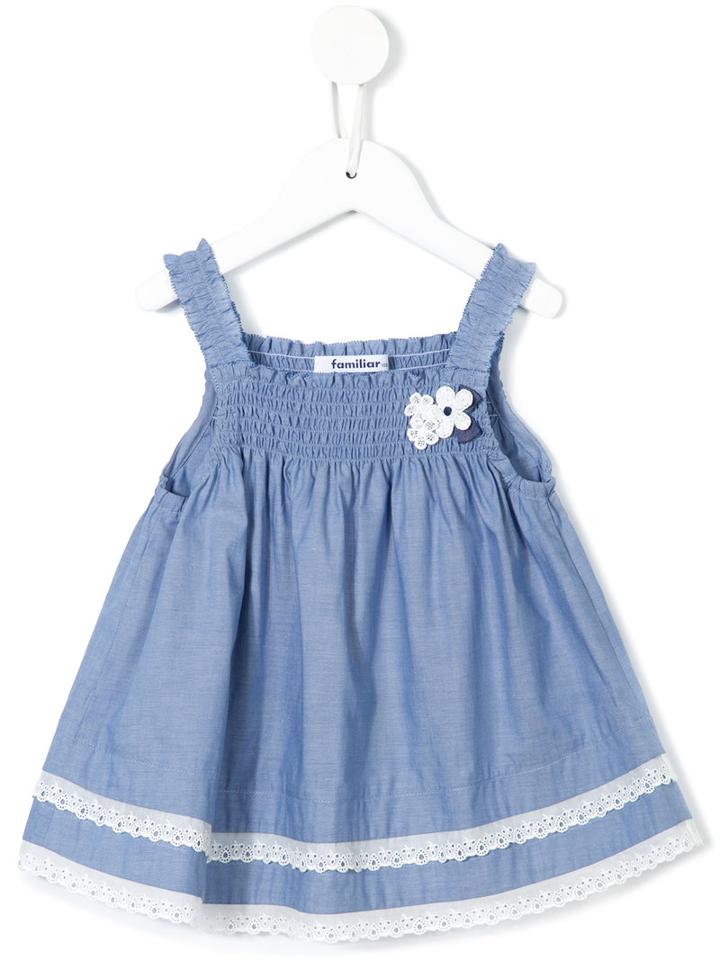 Familiar - Sleeveless Lace Trim Top - Kids - Cotton - 6 Yrs, Blue