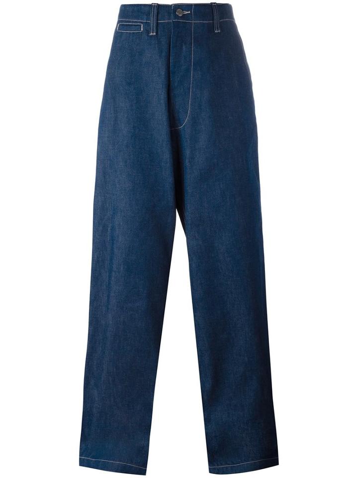 E. Tautz 'field' Wide Leg Jeans, Men's, Size: 38, Blue, Cotton