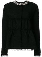 Giambattista Valli Embroidered Neck Tweed Jacket - Black