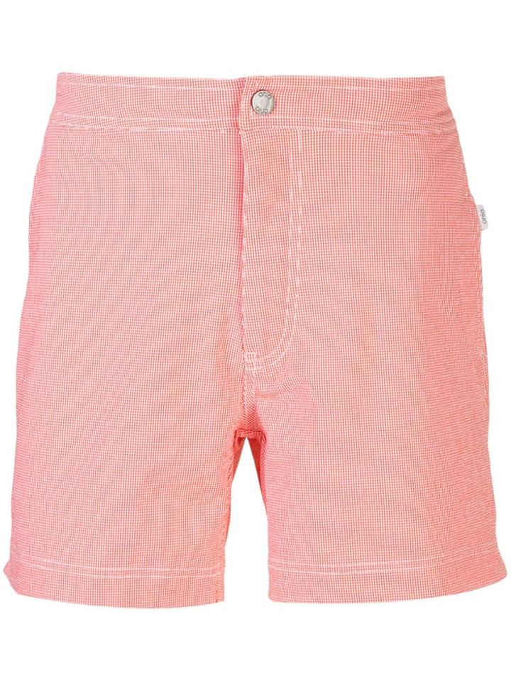 Onia Calder Gingham Swim Shorts - Orange