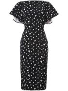 Christian Siriano Printed Fitted Dress - Black
