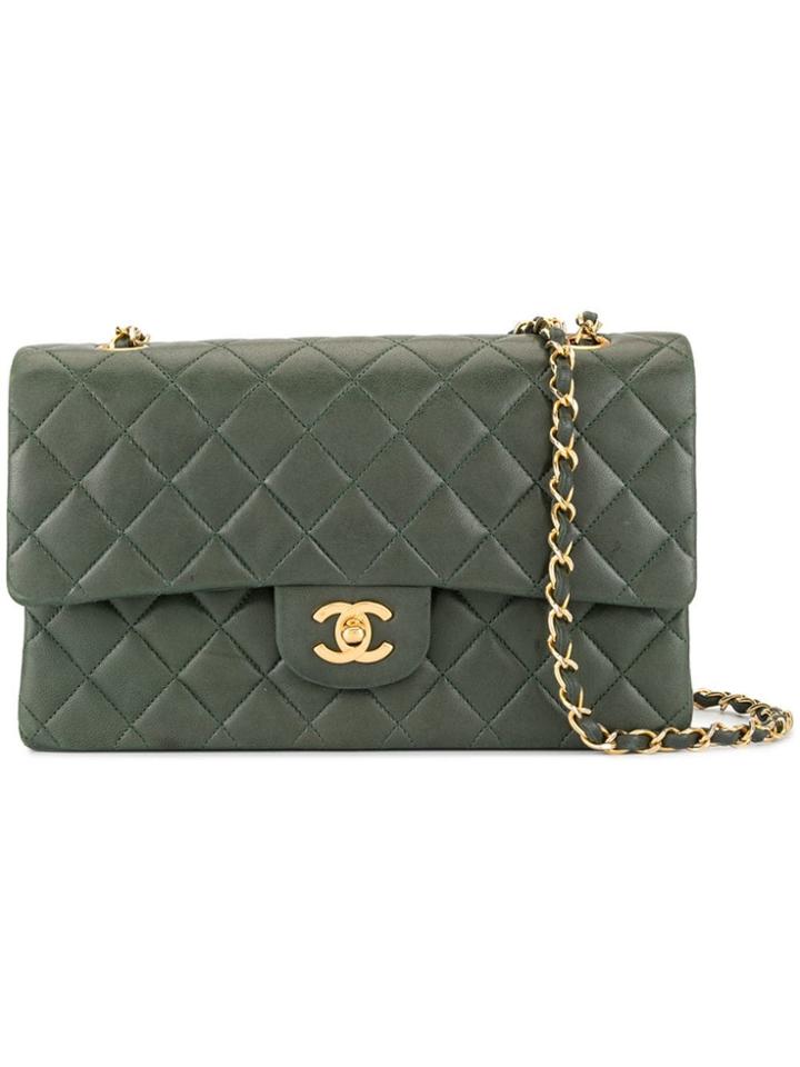 Chanel Vintage Double Flap Shoulder Bag 25 - Green