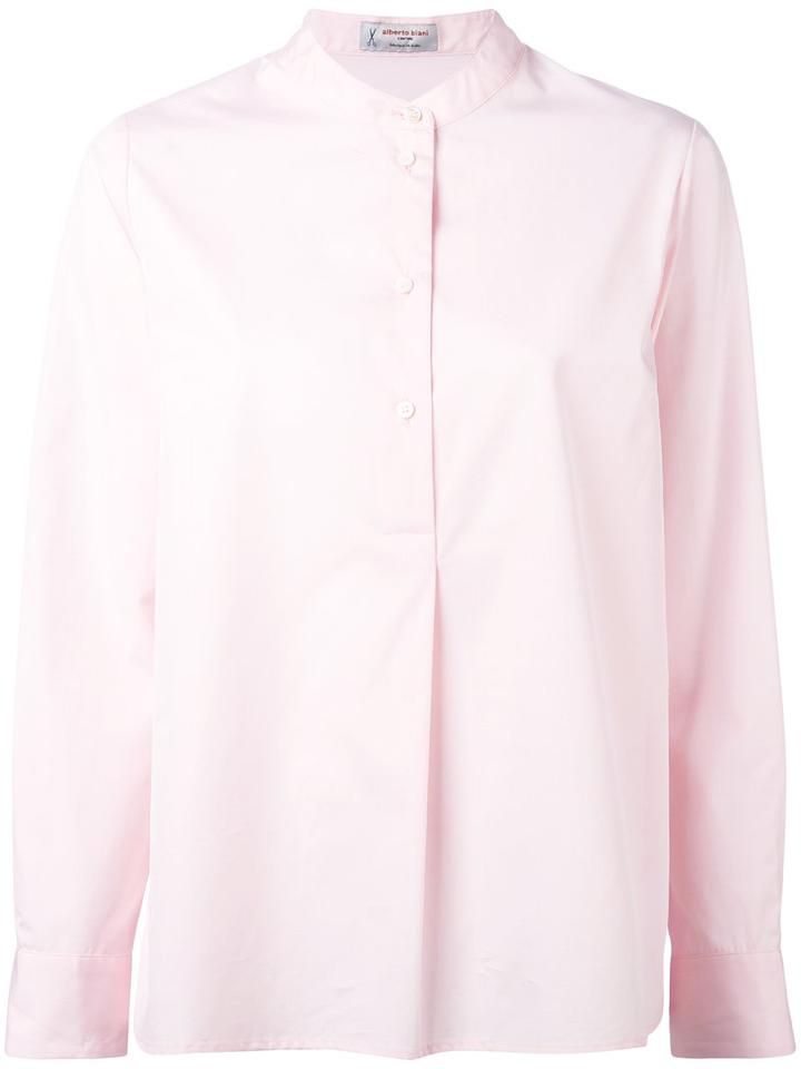 Alberto Biani - Band Collar Shirt - Women - Cotton - 42, Pink/purple, Cotton
