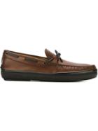 Tod S Front Tie Boat Shoes, Men's, Size: 7.5, Brown, Leather/rubber