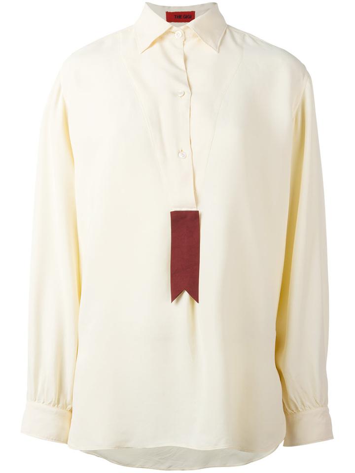 The Gigi - Half-placket Shirt - Women - Viscose - S, Nude/neutrals, Viscose