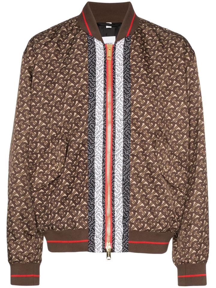 Burberry Kenworthy Monogram Print Bomber Jacket - Brown