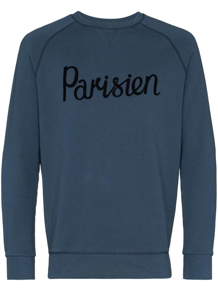 Maison Kitsuné Parisien Flocked Sweatshirt - Blue