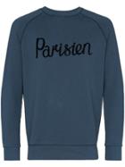 Maison Kitsuné Parisien Flocked Sweatshirt - Blue