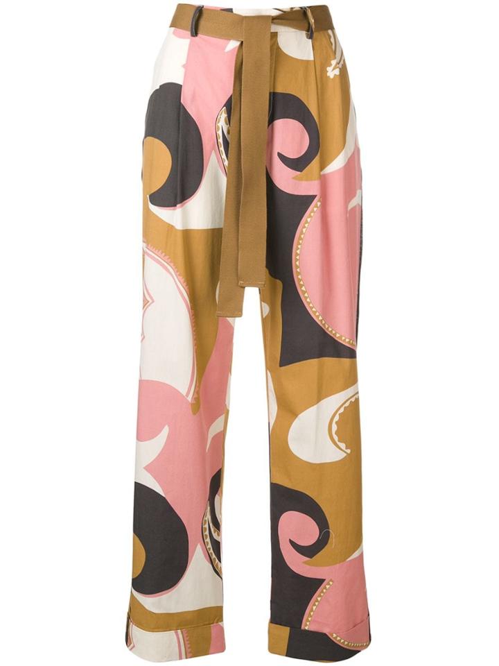 Alysi Printed High-waist Trousers - Neutrals