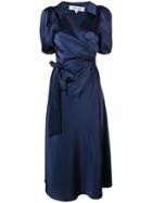 Dvf Diane Von Furstenberg Short-sleeve Wrap Midi Dress - Blue