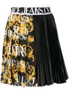 Versace Jeans Couture Logo Band Asymmetric Pleated Skirt - Black