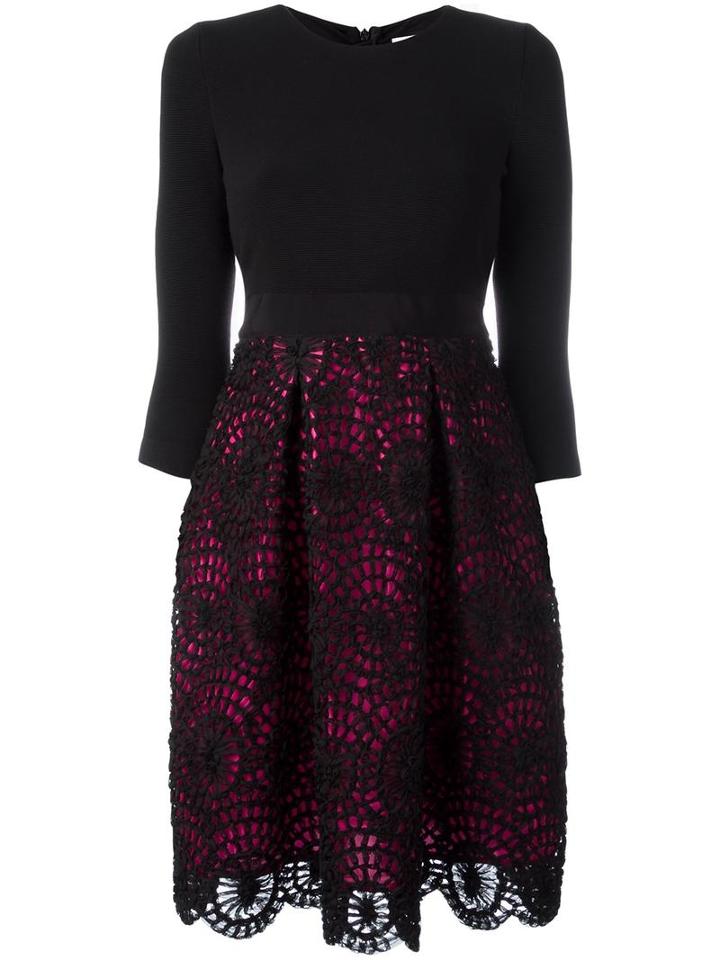 Si Jay Pleated Lace Skirt Dress, Women's, Size: 42, Black, Polyester/viscose
