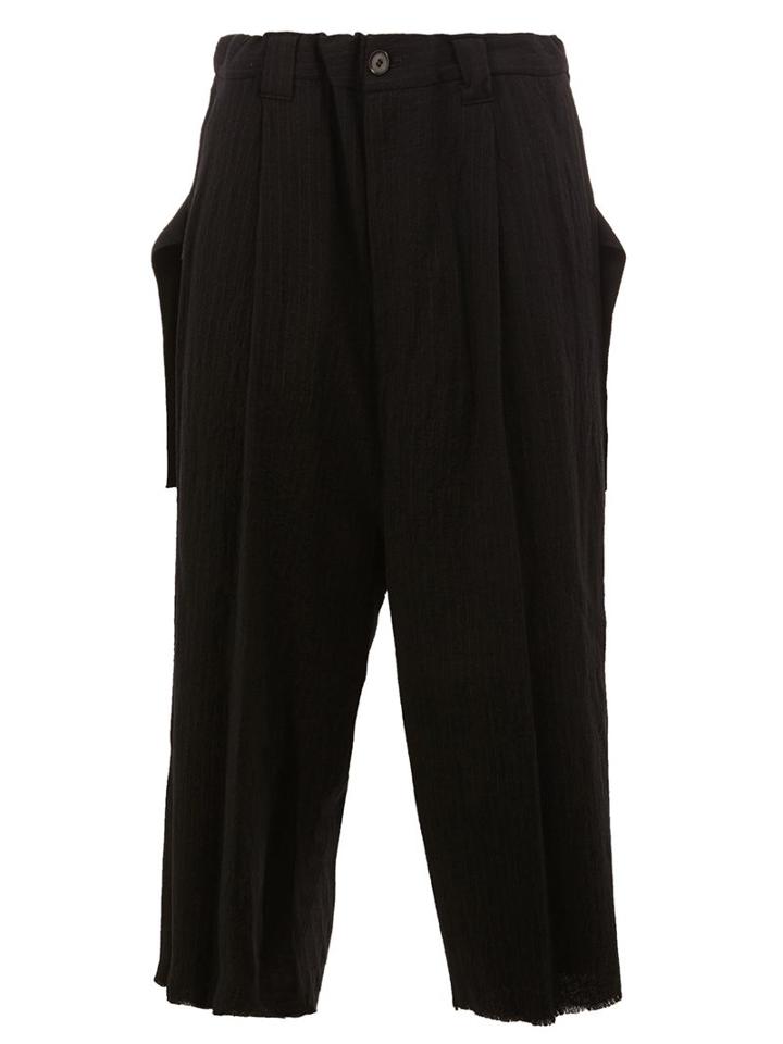 Maison Mihara Yasuhiro Ribbed Wide Leg Cropped Trousers