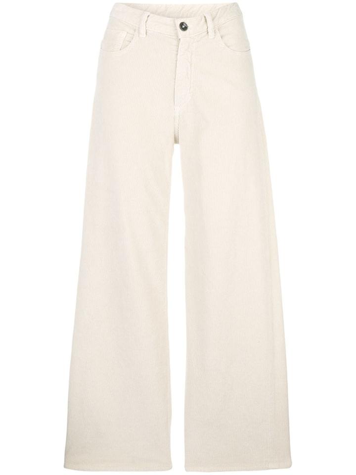 Nine In The Morning High-waisted Corduroy Trousers - White