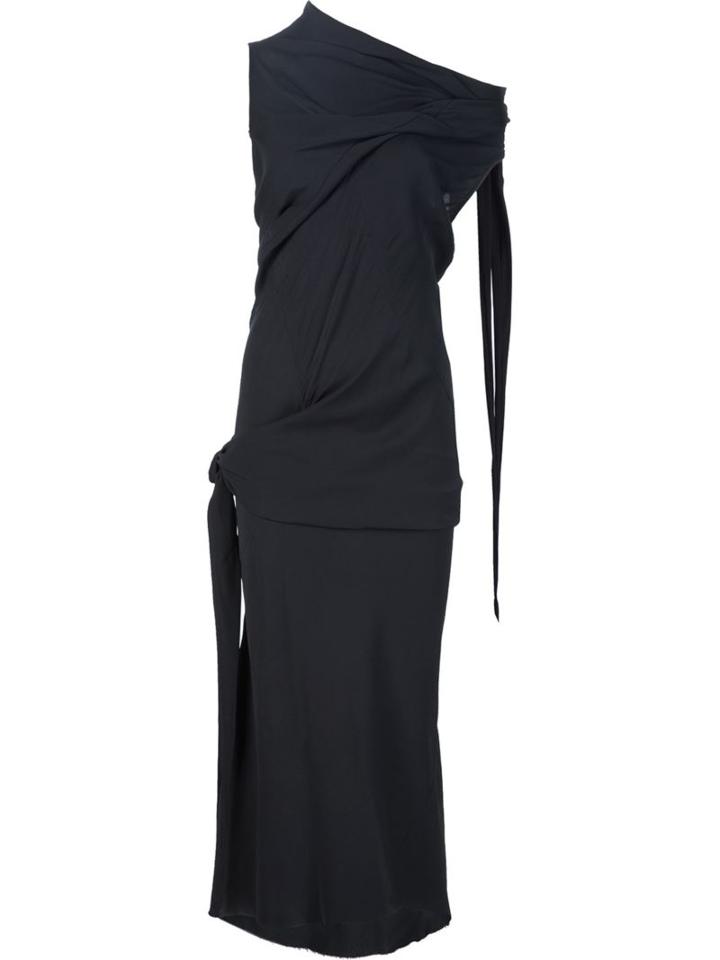 Rick Owens Gathered Details Dress, Women's, Size: 42, Black, Viscose/acetate