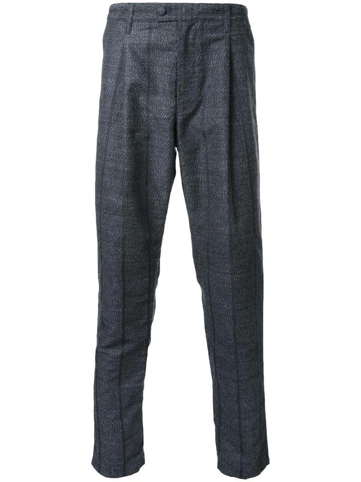 Taakk Pinstripe Pleated Detailing Trousers, Men's, Size: 2, Grey, Polyester/wool