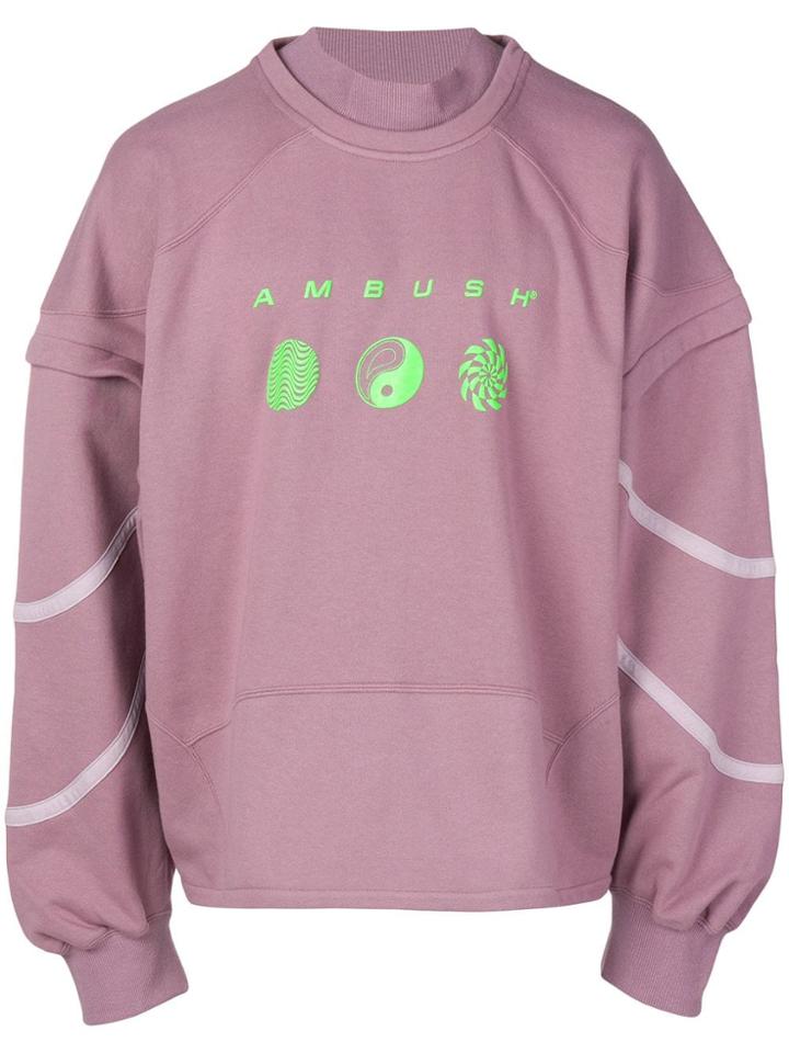 Ambush Oversized Patchwork Sweatshirt - Pink