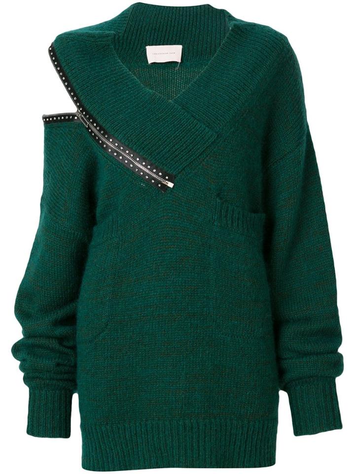 Christopher Kane Crystal Zip Knit - Green